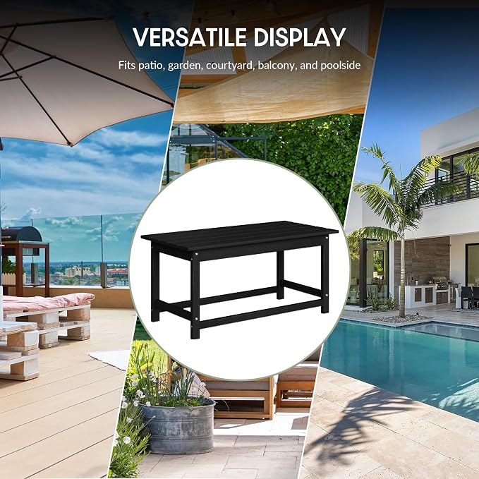 WestinTrends Malibu Outdoor Coffee Table, 35" x 17.5" All Weather Poly Lumber Patio Adirondack Coffee Table for Garden Lawn Porch Balcony, Black