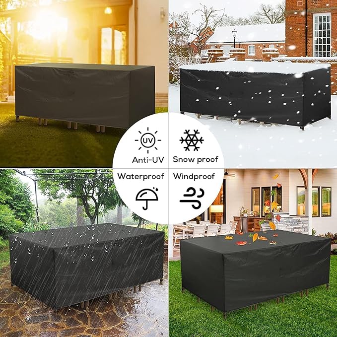 Outdoor Patio Furniture Covers Waterproof 600D Rectangular Outdoor Table and Chair Set Cover Wind Dust Proof Anti-UV Durable Patio Sectional Couch Cover 96" L x 68" W x 38" H / 240x170x95cm