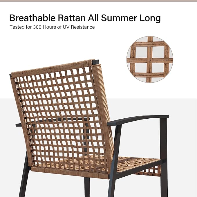 LAUSAINT HOME 6 Pieces Patio Conversation Set, Comfortable Oversized Outdoor Furniture Set with Soft Cushion and Storage Metal Coffee Table for Backyard, Porch, Garden and Poolside, Beige
