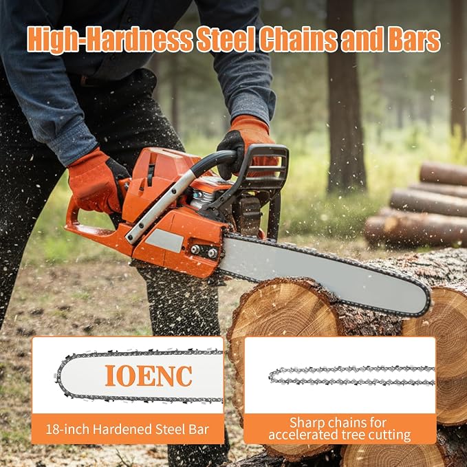 Gas Chainsaw 72CC Power Chain Saws Single Cylinder, Air-cooled, 2-Stroke Gas Powered 24" Tree Trimmer, Handed cordless Chain Saw,Easy for Trees/Wood Cutting