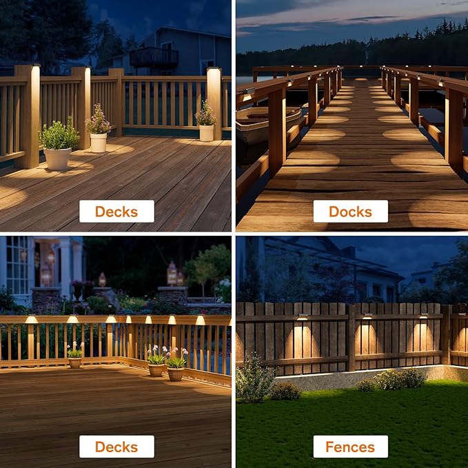 NIORSUN Solar Deck Lights Outdoor 20 Pack, IP65 Waterproof Large Size LED Stair Lights with Lenses, Auto ON Off Warm White Step Lights for Outside, Deck, Patio, Fence, Yard, Pathway and Railing Decor
