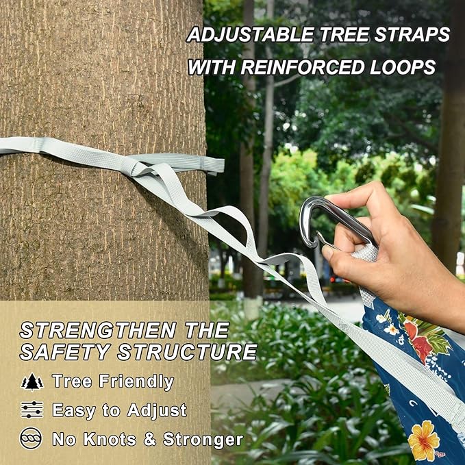 Camping Hammock Outdoor Hammocks for Outside Flower Shark Ocean Beach Trees Portable Lightweight with Pockets Tree Straps Indoor