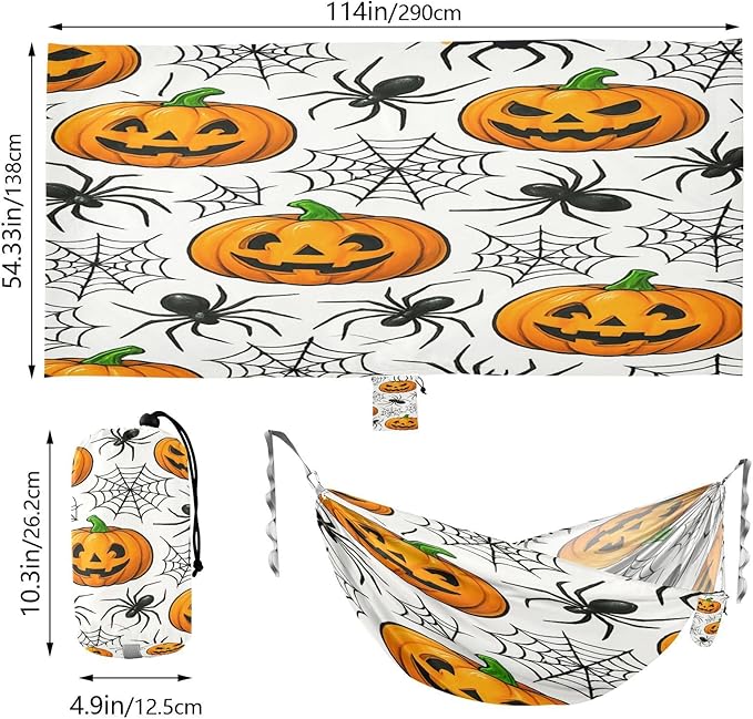 Hammocks for Outside Halloween Elements Camping Hammock Portable Hammocks with Tree Straps and Carry Bag Camping Accessories for Hiking Beach Outdoor