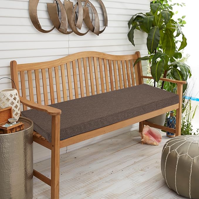 FUNHOME Outdoor Cushion Covers,48" x 18" x 3", No Insert! Patio Cushion Covers Replacemet,Water Resistant Patio Bench Loveseat Cushion Covers 1 Pack, Brown(Covers ONLY)