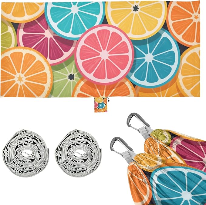 Colorful Cartoon Orange Fruits 330lb Capacity Camping Hammock with Hanging Rope Rope Hammock for Camping & Hiking Essential jamaca para Patio