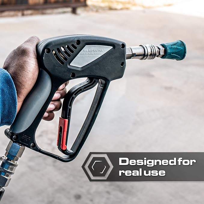 Blackline Snub Nose Pressure Washer Gun - 5000 PSI Snub Nose Pressure Washer Gun with Modern Quick Connect Attachments