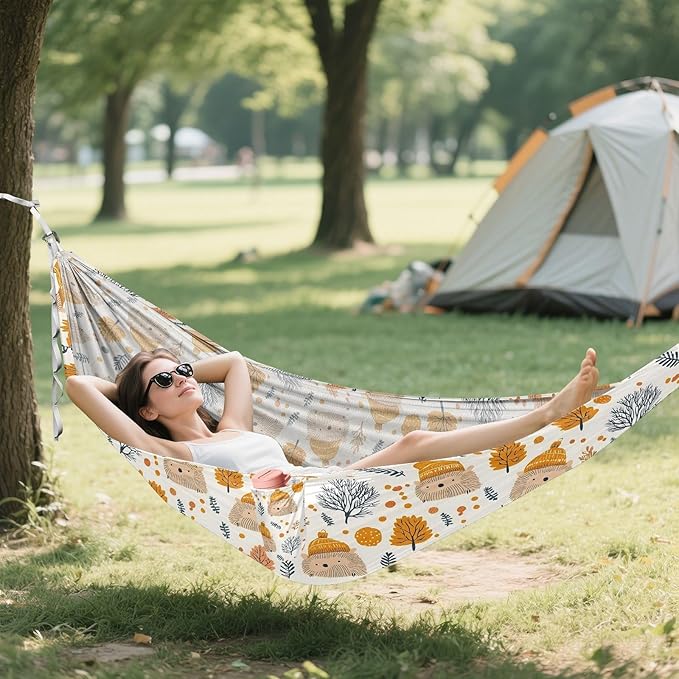 Camping Hammock Outdoor Hammocks for Outside Hedgehog Hat Beach Trees Portable Lightweight with Pockets Tree Straps Indoor