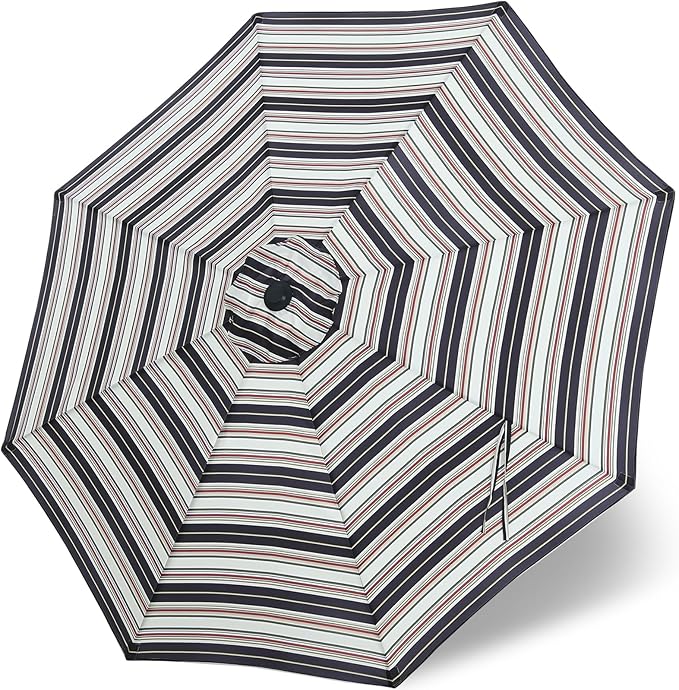 MASTERCANOPY Patio Umbrella 10 ft Replacement Canopy for 8 Ribs-Black and Red stripe Canopy Only