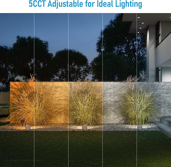 LEONLITE 5CCT LED Rock Lights Outdoor, 5W Low Voltage Landscape Spot Light for Garden, Yard, Decorative Stone Light, 12-24V AC/DC, CRI90, 200lm, IP65 Waterproof, Triangle, Light Gray, Pack of 2