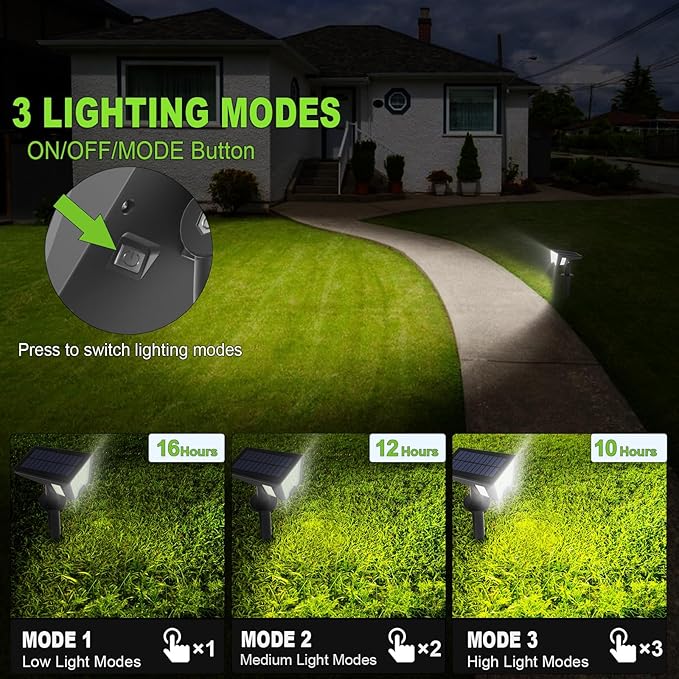 Latband Solar Spot Lights Outdoor Waterproof IP67, Solar Powered Lights Outdoor with 53 LED & 3 Modes, Landscape Spotlight Wall Light for Garden Yard Pathway Driveway 4 Pack (Cool White)