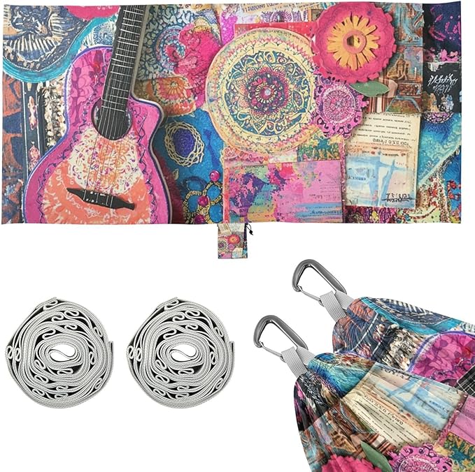 Guitar Journey Boho Style 330lb Capacity Outdoor Hammocks Indoor Hammock for Patio Backyard Lounge Base soporte para hamacas para adultos