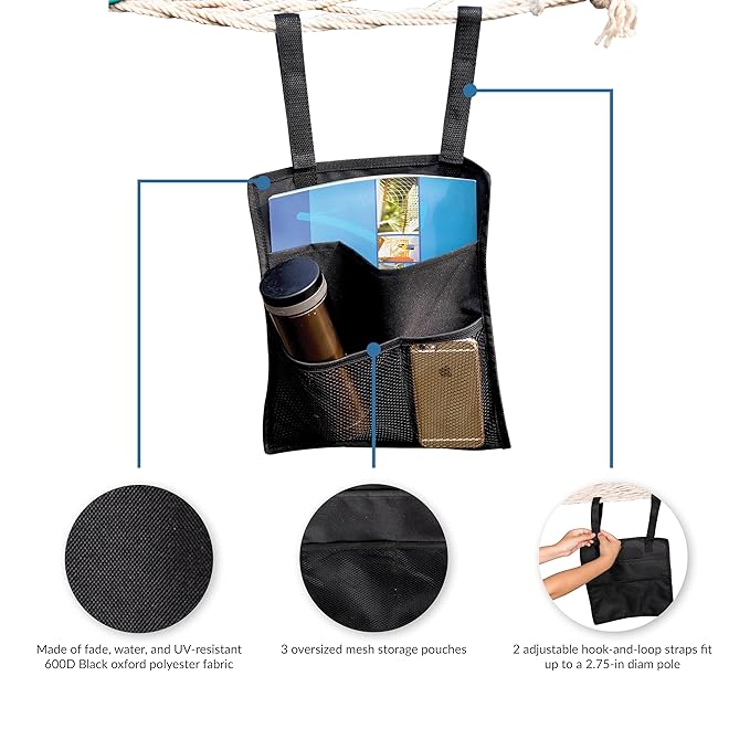 Island Umbrella Island Retreat Hammock Organizer, Black