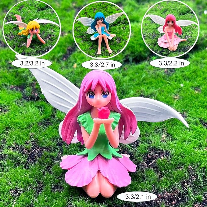 Miniature Fairy Figurines - 4Pcs Flower Small Fairies Ornaments Resin Mini Fairy Figurines Tiny Elf for DIY Fairy Garden Flower Pot Bonsai Micro Landscapes Craft Decoration Accessories (purple)