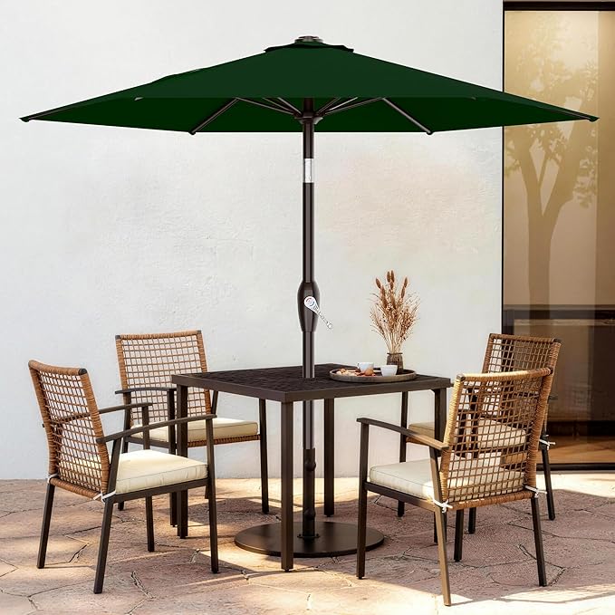AreShark 7.5FT Patio Umbrella Table Market Umbrella w/Tilt and Crank, Heavy-Duty Outdoor Umbrellas for Pool, Deck, Garden and Backyard, Dark Green
