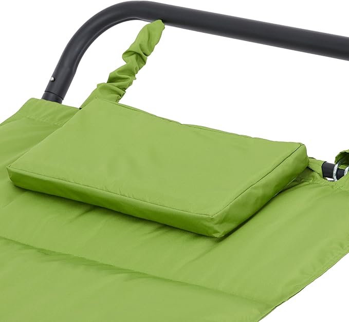 SEDLAV Belden Park Polyester Hammock with Stand and Pillow, 90.55" L x 38" W x 32" H (Green)