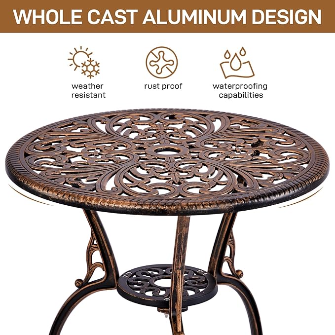 JHshop Bronze 3 Pieces Outdoor Patio Furniture Set, Garden Conversation Chairs with Table for Backyard Pool or Lawn,Balcony Furniture Sets, Table and Chairs -（Butterfly）