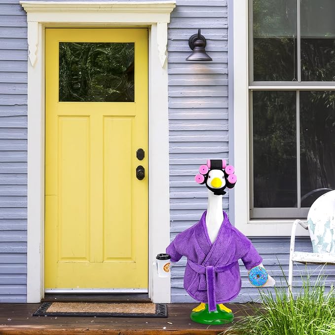 Lady Porch Goose Outfit Bathrobe Goose Outfit for 17/23" Outdoor Statue | Funny Porch Goose Outfits, Bathrobe Lawn Goose Outfit, Spring Summer Goose Outfit for 17/23" Lawn Geese for Garden Decoration