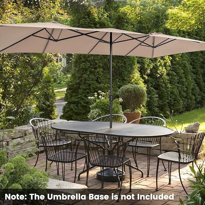 Tangkula 15 FT Double-Sided Patio Umbrella with Crank Handle, Vented Tops, Large Outdoor Rectangle Market Twin Umbrella with 10-Rib Metal Structure, Table Umbrella for Poolside Deck Lawn Garden