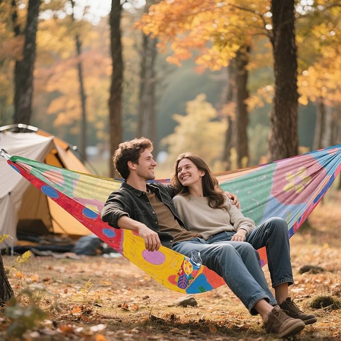 Cartoon Colorful Butterfly Leaves 330lb Capacity Camping Hammocks Portable Hammock for Camping Travel Accessories hamaca de Algodon para Jardin