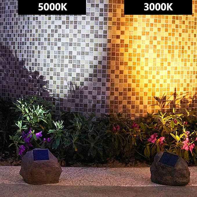 GOODFOEVER Rock Solar Garden Lights, Super Bright Solar Spot Lights, Solar Powered Landscape Lights Outdoor Decorative Waterproof LED Lights for Pathway, Walkway, Yard