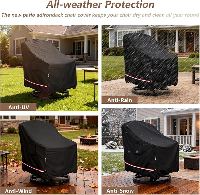 Patio Chair Covers for Outdoor Furniture Waterproof 2 Pack, Heavy Duty Waterproof Outdoor Swivel Chair Cover (33"W x35"D x36"H - Black)