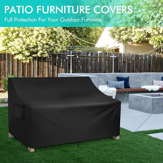 WLEAFJ Patio Sofa Cover Waterproof, Outdoor Loveseat Cover, Heavy Duty Deep Lounge Loveseat Cover, Large Lawn Patio Furniture Covers with Air Vent, 70’’ W x 38’’ D x 31’’ H
