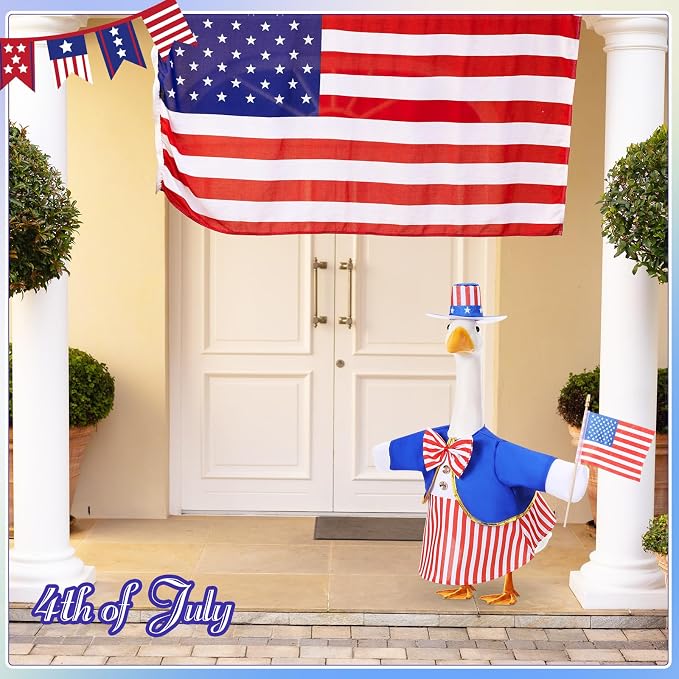 FuWeave 8 Set Holiday Porch Goose Outfits 23'' Goose Clothes Summer Fall Halloween Christmas Winter Thanksgiving Valentine St. Patrick Easter 4th of July Lawn Porch Geese Costume for Patio Yard Decor