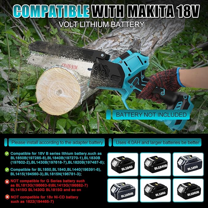 2-in-1 Cordless 6 Inch Pole Saw, Brushless Pole Chainsaws Compatible with Makita 18V Battery (No Battery), with 8.5 FT MAX Extension Pole for Tree Branches Pruning, Wood Cutting