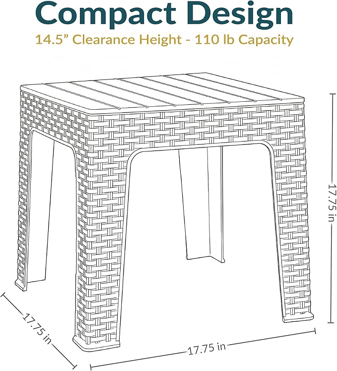 Sunnydaze Adirondack Small Outdoor Side Table for Balcony Essentials - Plastic Square End Table for Outside Patio - Beige