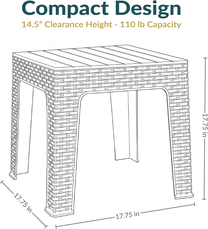 Sunnydaze Adirondack Small Outdoor Side Table for Balcony Essentials - Plastic Square End Table for Outside Patio - Set of 2 - Beige