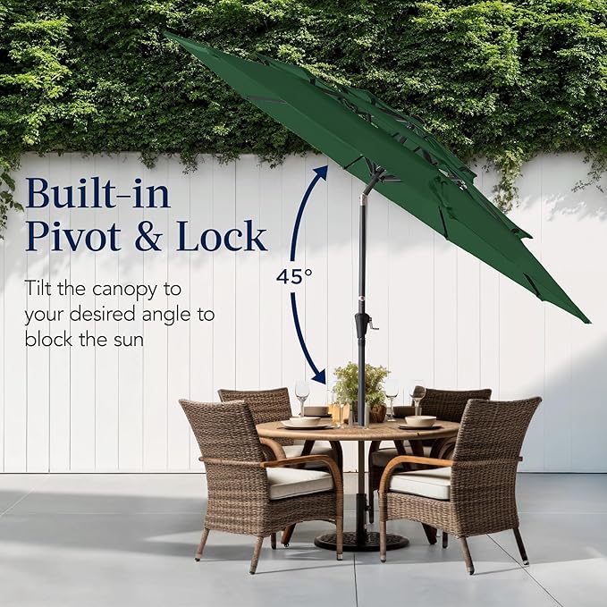 Best Choice Products 10ft 3-Tier Market Patio Umbrella, Outdoor Sun Shade with Tilt, Crank Lift, 8 Ribs for Backyard, Deck, Poolside