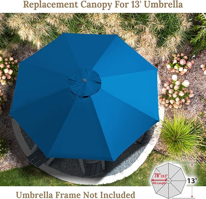 YardGrow 13ft 8 Ribs Umbrella Canopy Replacement for Patio Umbrella, Canopy ONLY, Frame NOT Included