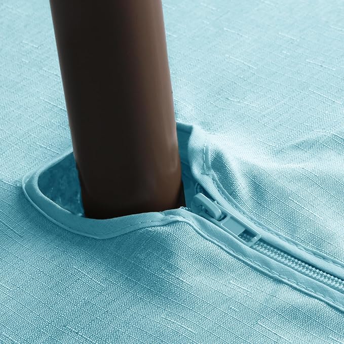 Outdoor Tablecloth Wrinkle-Free Stain Resistant Waterproof Polyester Fabric Table Cover with Zipper Umbrella Hole for Picnic/Party/Dinner/Patio Garden(60inch Round,Zippered,Aqua Blue)