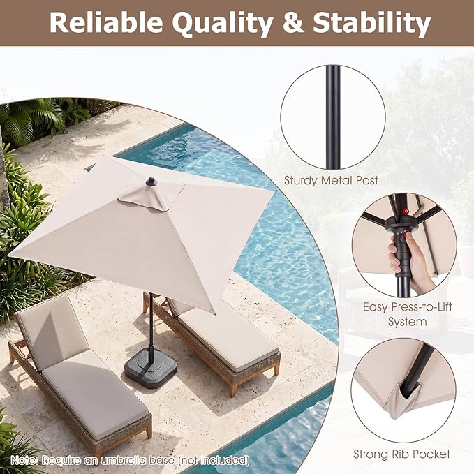 Tangkula 5 FT Patio Umbrella, Outdoor Table Market Umbrella with Quick-Release Button, 4 Sturdy Ribs, Fade Resistant & Waterproof Canopy, Sun-protective, for Garden, Poolside, Backyard