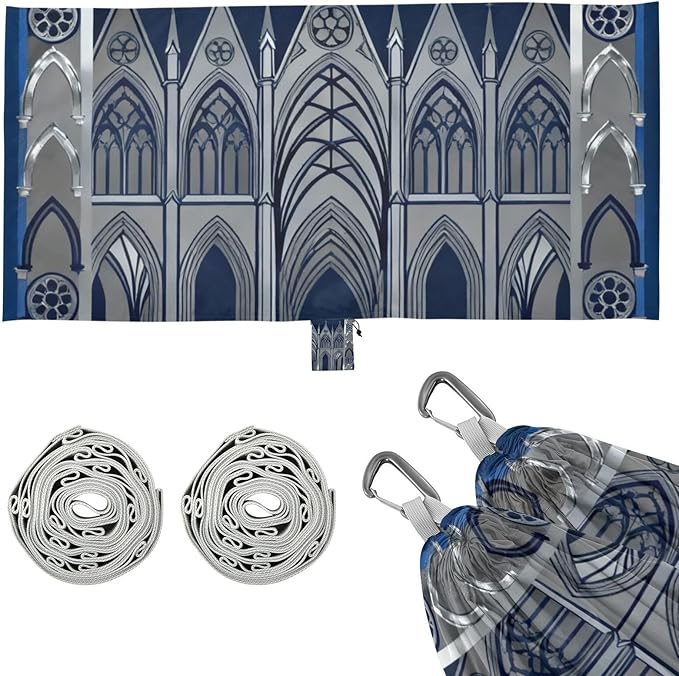 Gothic Cathedral Pattern Outdoor Hammocks with Tree Straps Cloth Hammock for Camping Travel Accessories