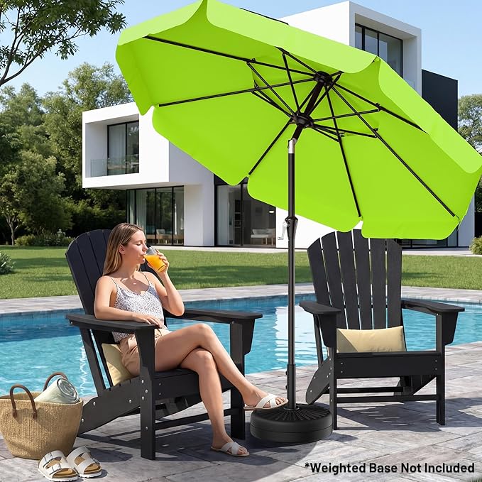 AreShark 9ft 2-Tier Patio Umbrella with Valance - Outdoor Umbrella Waterproof UV Protection, Market Table Umbrella w/Push Button Tilt&Crank for Pool, Porch, Garden(Apple Green)