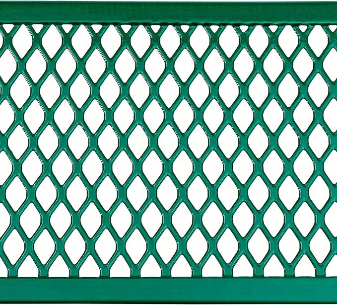 Global Industrial 6’L Rectangular Picnic Table, Expanded Metal, Green Thermoplastic Coating, Attached Benches, 1-1/2” Umbrella Pole Hole, Outdoor-Rated, 1000 lb Capacity, 72” x 30” Tabletop