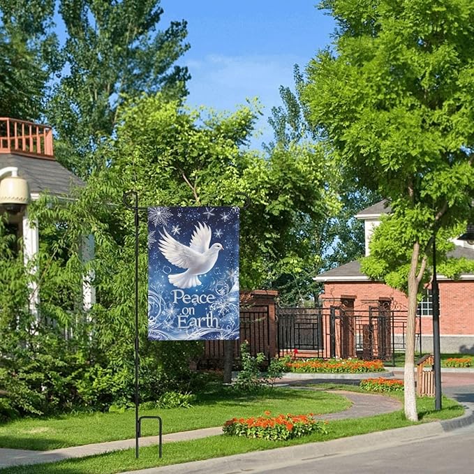 Snow And Dove Garden Flag 12x18 Inch Double Sided All-Weather Polyester Outdoor Flag For Patio Lawn Yard And Garden Welcome Decor