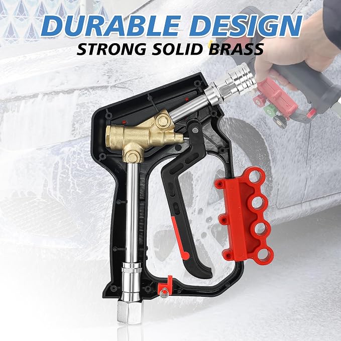 RIDGE WASHER Pressure Washer Gun 5000 PSI with Nozzle Bracket, 12 GPM, Power Washer Trigger Gun with 1/4" Quick Connector, 360° Swivel 3/8'' NPT Thread, M22-14 mm and M22-15 mm Fitting