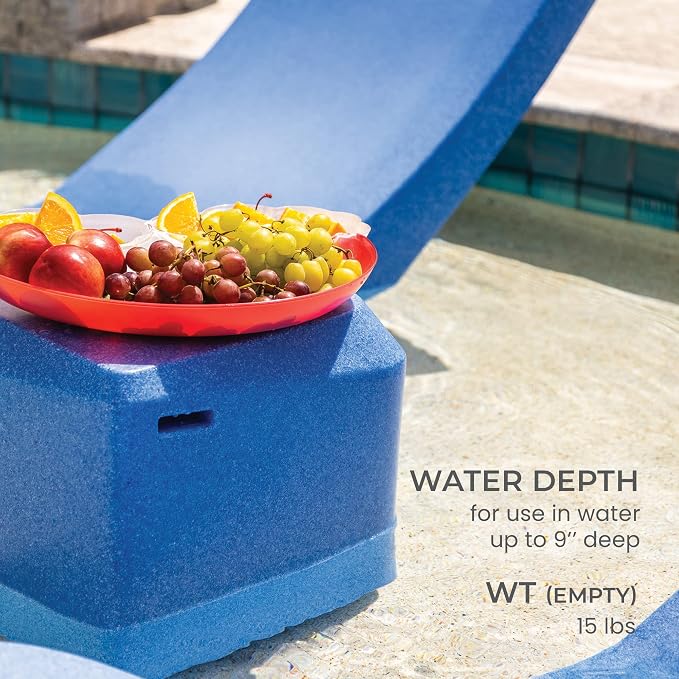 Aqua Outdoors - Small Side Table - for Inside Pool, Sun Shelf & Patio Surfaces - Designed for Shallow Shelves Up to 10” - Compatible with All Pool Types - Poolside & Sun Deck Tanning - Gray Granite