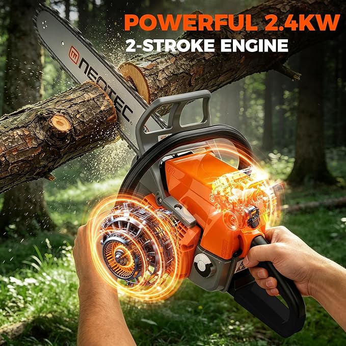 31.8cc Gas Chainsaw, 14 Inch Top Handle Chain Saw, Ergonomic Gas Powered Saw for Home & Outdoor Wood Cutting Tasks, NS832
