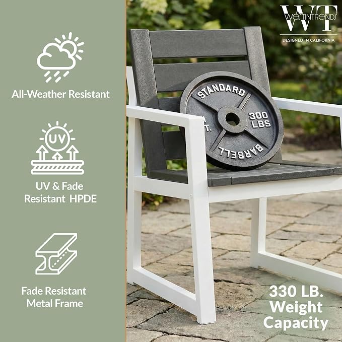 WestinTrends Cape May 9-Piece HDPE Outdoor Furniture Patio Dining Table with Umbrella Hole and Chairs Set for 8, Gray