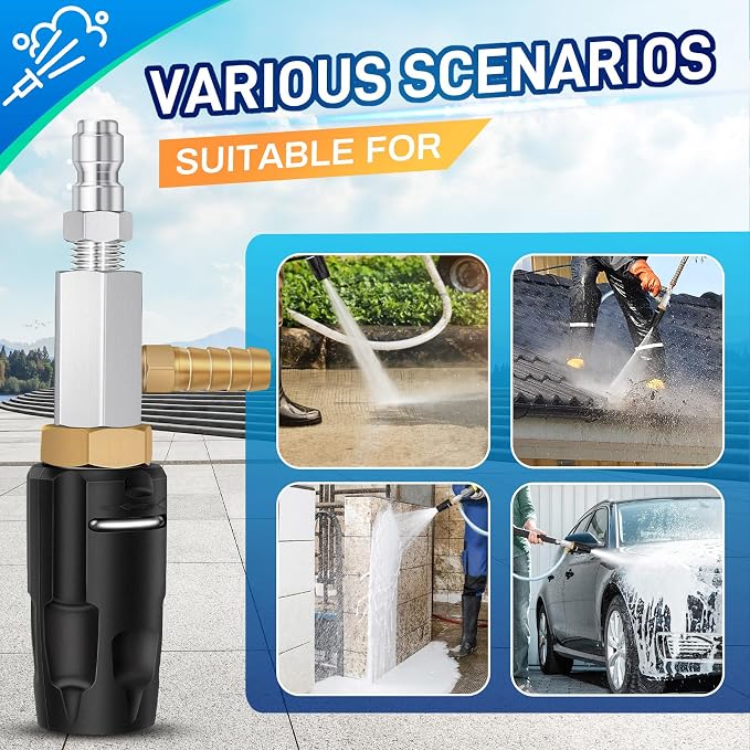 Magula Adjustable Long Range Pressure Washer Nozzle Kit, 4–4.5 GPM Downstream Injector, 40FT Spray, 1/4” Quick Connect, 15FT Hose, Pressure Washer Spray Nozzle | W/ 2000 to 4500 PSI