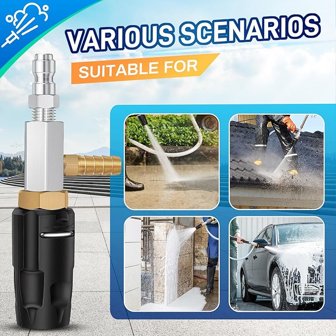 Magula Adjustable Long Range Pressure Washer Nozzle Kit, 4–4.5 GPM Downstream Injector,40 Feet Spray,1/4”Quick Connect, 15 Feet Hose, Pressure Washer Spray Nozzle | W/ 2000 to 4500 PSI