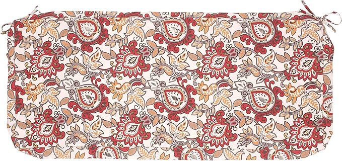 Magpie Fabrics Patio Bench Cushion Cover 48x18x3 Inch, NO Insert! Water Resistant Outdoor Loveseat Replacement Cover with Zipper (Botanical Red Orange)