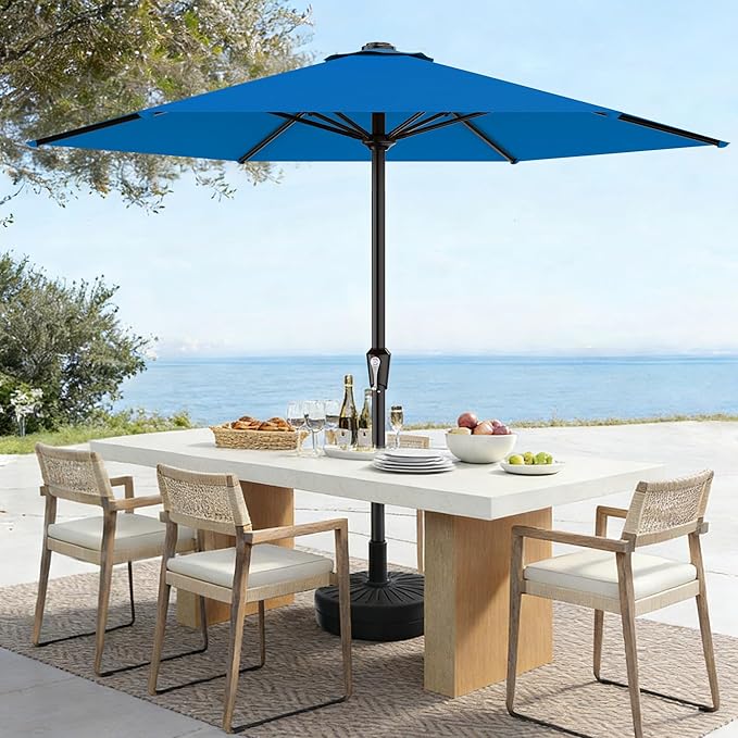 AreShark 11 FT Patio Umbrella for Outdoor, Outdoor Table Umbrella with Push Button Tilt and Crank, Outdoor Patio Umbrellas with 6 Sturdy Ribs, Patio Umbrellas for Market, Garden, Pool (Royal Blue)