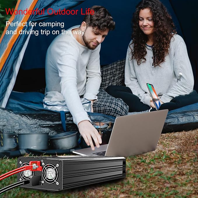 Xijia 3000W Pure Sine Wave Inverter 24V DC to 120V AC Converter for Home, RV, Truck, Off-Grid Solar Power 110V with Smart Bluetooth App Remote Control