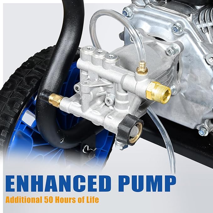 TOOLCY 3400 PSI Gas Pressure Washer, 2.8 GPM Power Washer with 212cc OHV Engine, Axial Pump, 50 FT Pressure Hose, Quick-Connect Swivel Spray Gun & 5 Nozzles for Cars, Driveways, Patios & Home