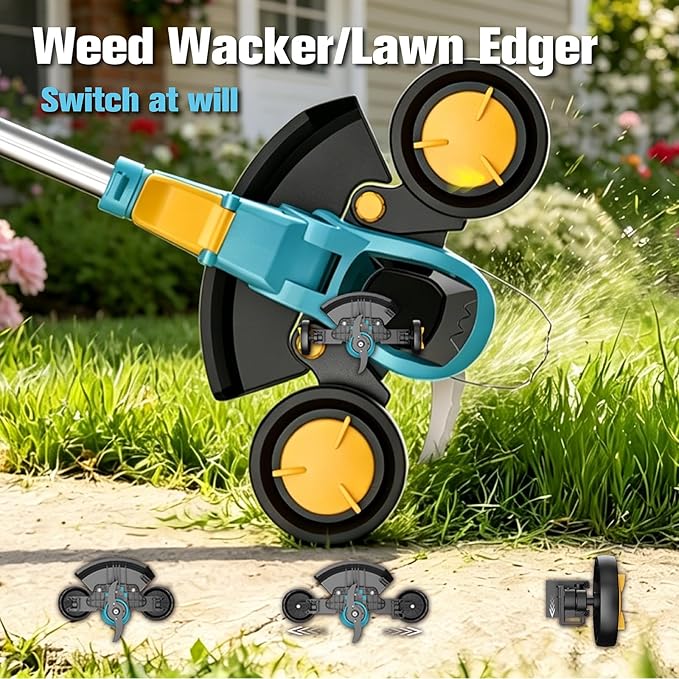 Electric Weed Wacker Compatible with DEWALT 20V MAX Battery, Electric Weed Cordless Eater with 4 Types Blades, Brushless Brush Cutter/Lawn Edger/Mower/Grass Trimmer for Yard Garden(No Battery)