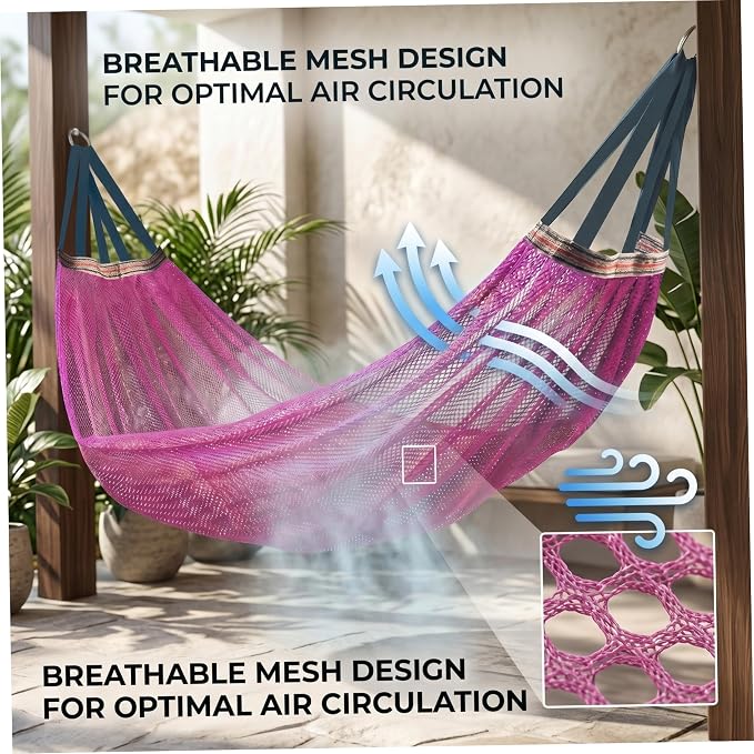 Camping Hammock Lightweight Portable, Anti-roll Breathable Mesh Outdoor Hammock with Tree Straps & Carry Bag, (102.36x51.18in)